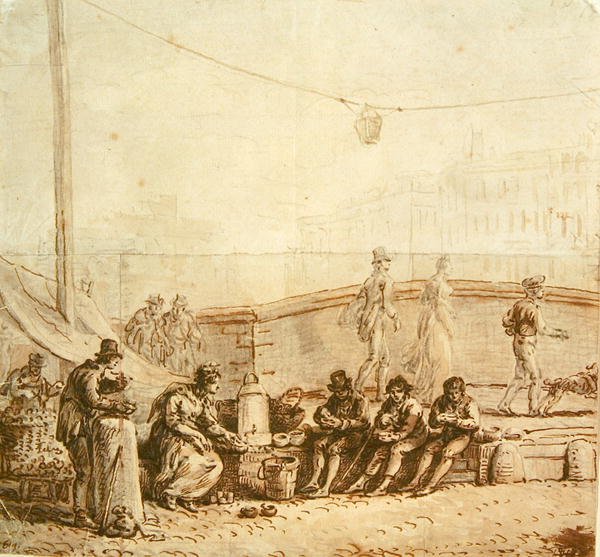 O vendedor de café na Pont-Neuf, 1819 de Jean Pierre Norblin de La Gourdaine