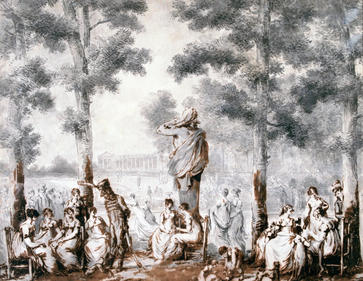 O terraço das Tulherias, 1807 de Jean Pierre Norblin de La Gourdaine