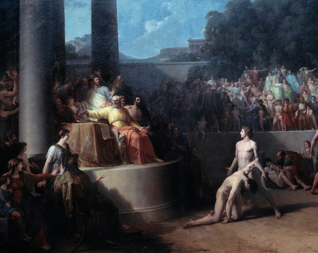 Os Jogos Olímpicos Pintura de Jean Pierre Saint Ours (1752-1809) Geneve do século XVIII, Museu de Arte e História de Jean Pierre Saint Ours
