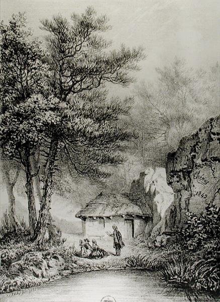 Jean-Jacques Rousseau (1712-1778) Cabine em Ermenonville, 1842 de Jean Pierre after Thenot