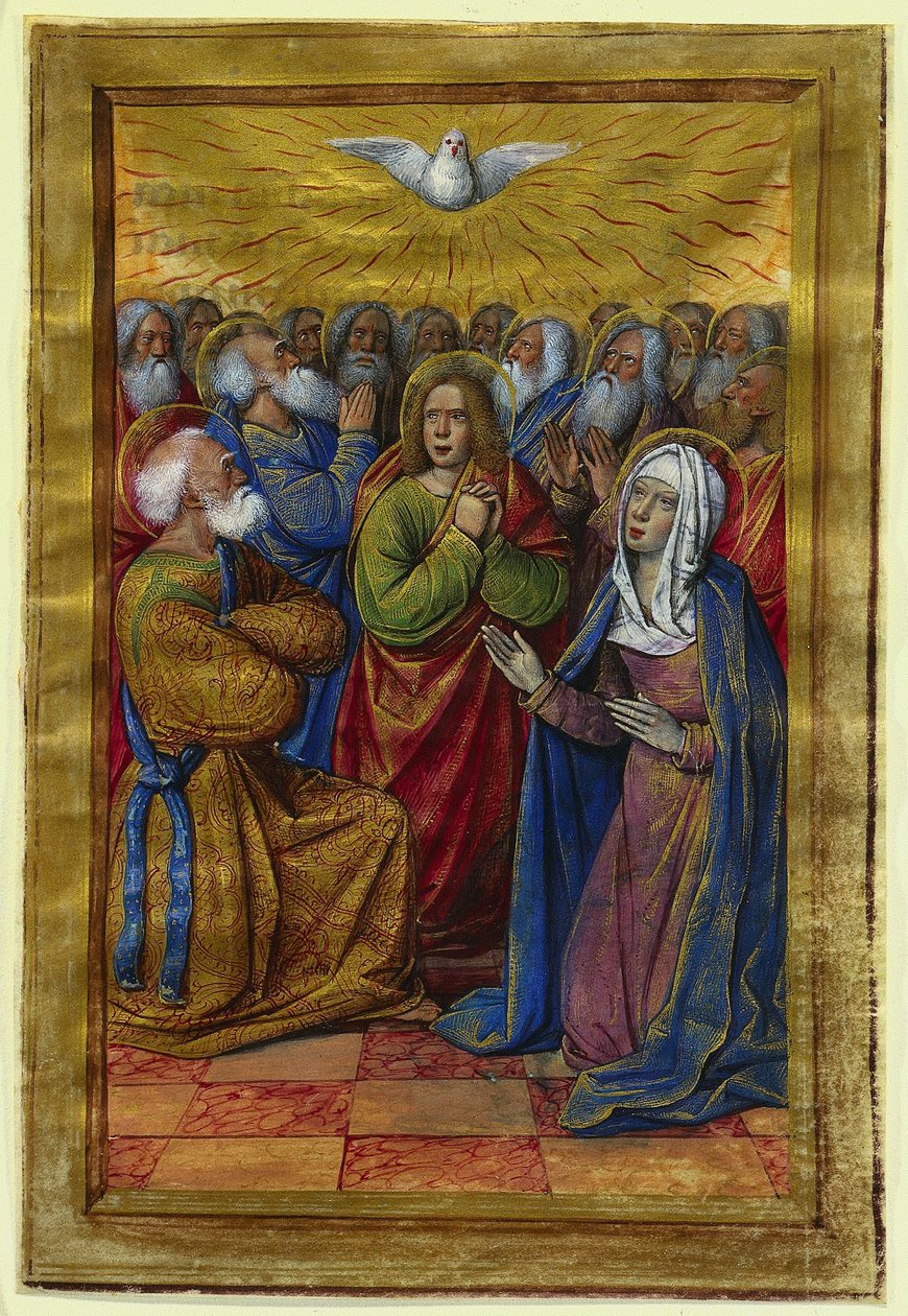 Miniatura de um Livro de Horas: O Pentecostes, c. 1500. de Jean Poyet