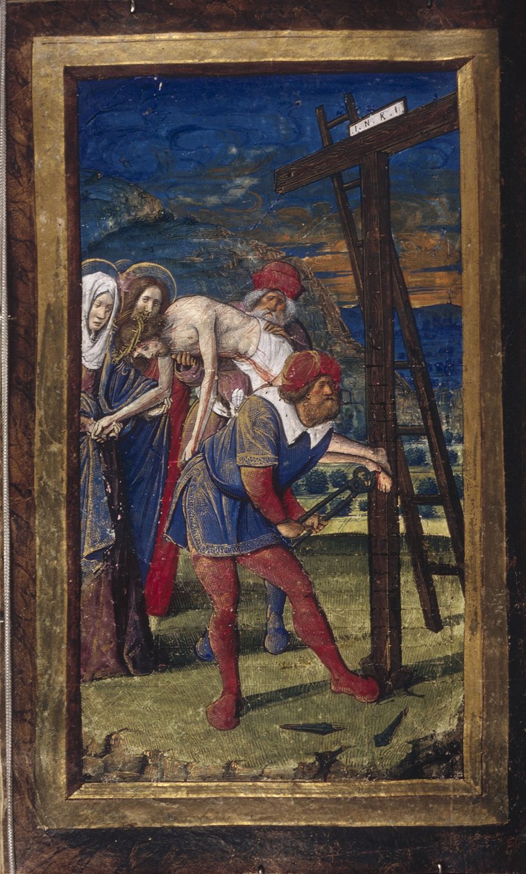 A Descida da Cruz de Lettres Bâtardes, ca 1490-1510 de Jean Poyet