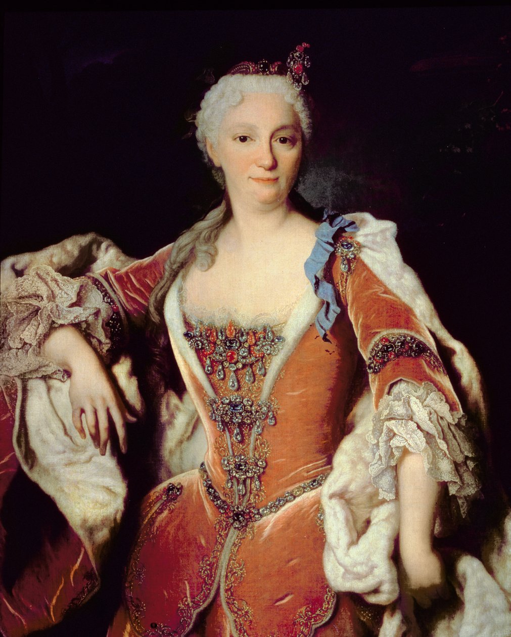 131 0795087/2 Retrato de Elizabeth Farnese (1692-1766) segunda esposa de Filipe V de Espanha (óleo sobre tela) de Jean Ranc