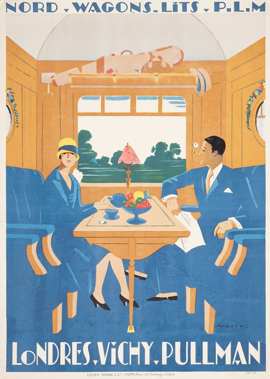 Cartaz de publicidade para o trem expresso de Londres para Vichy Pullman de Jean Raoul Chaurand Naurac