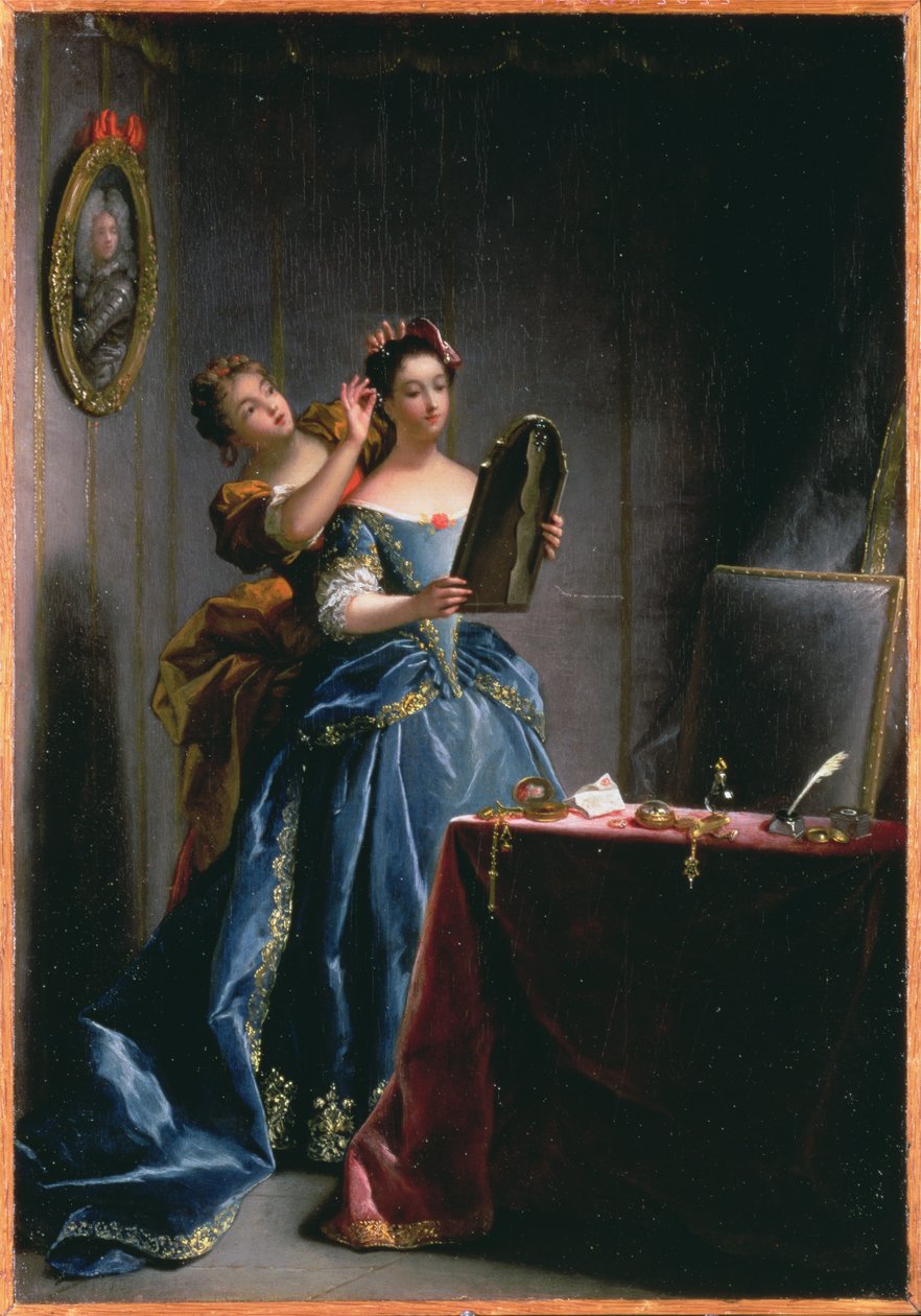 A Lady at her Toilet (óleo no painel) de Jean Raoux