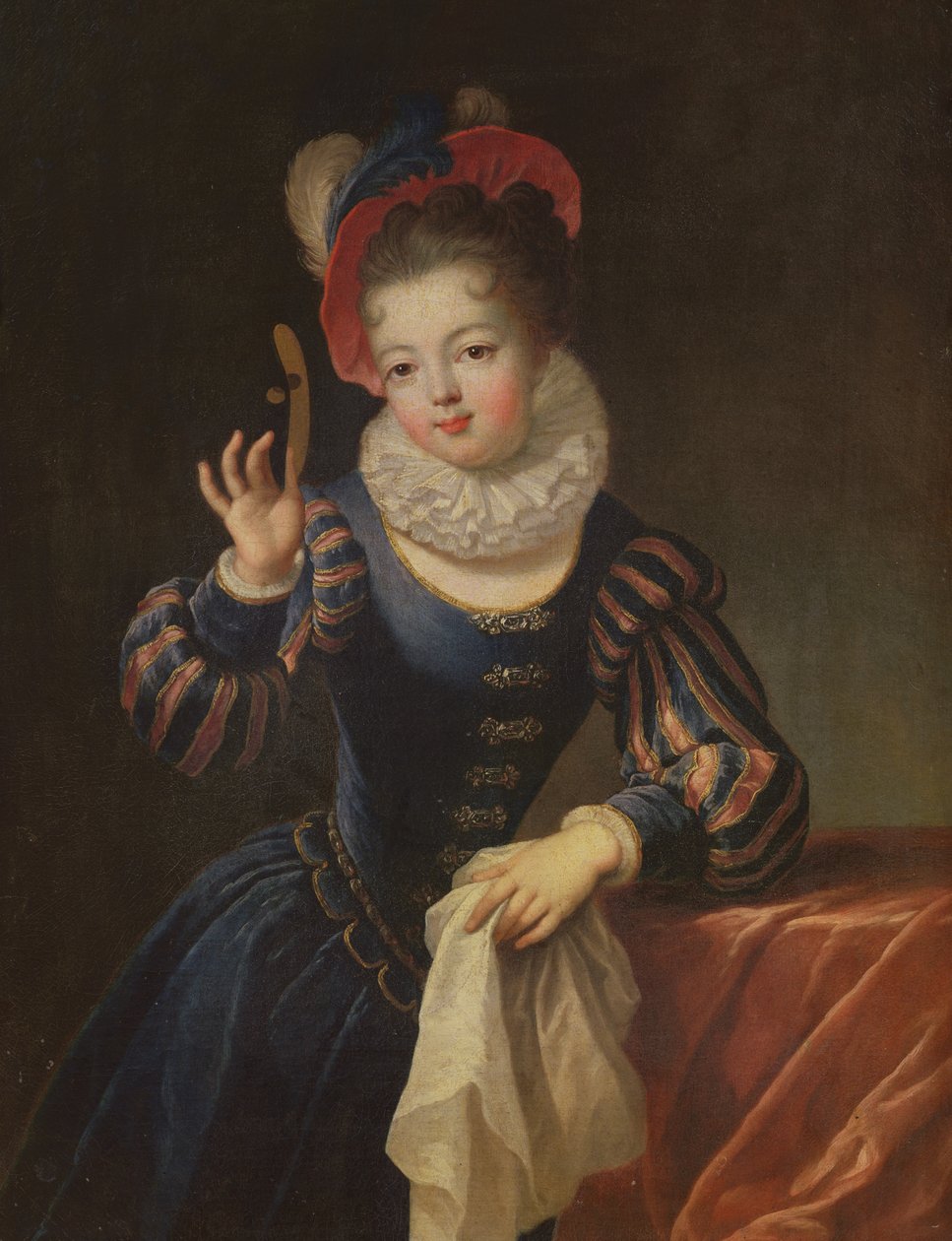 Menina jovem, com, um, máscara de Jean Raoux