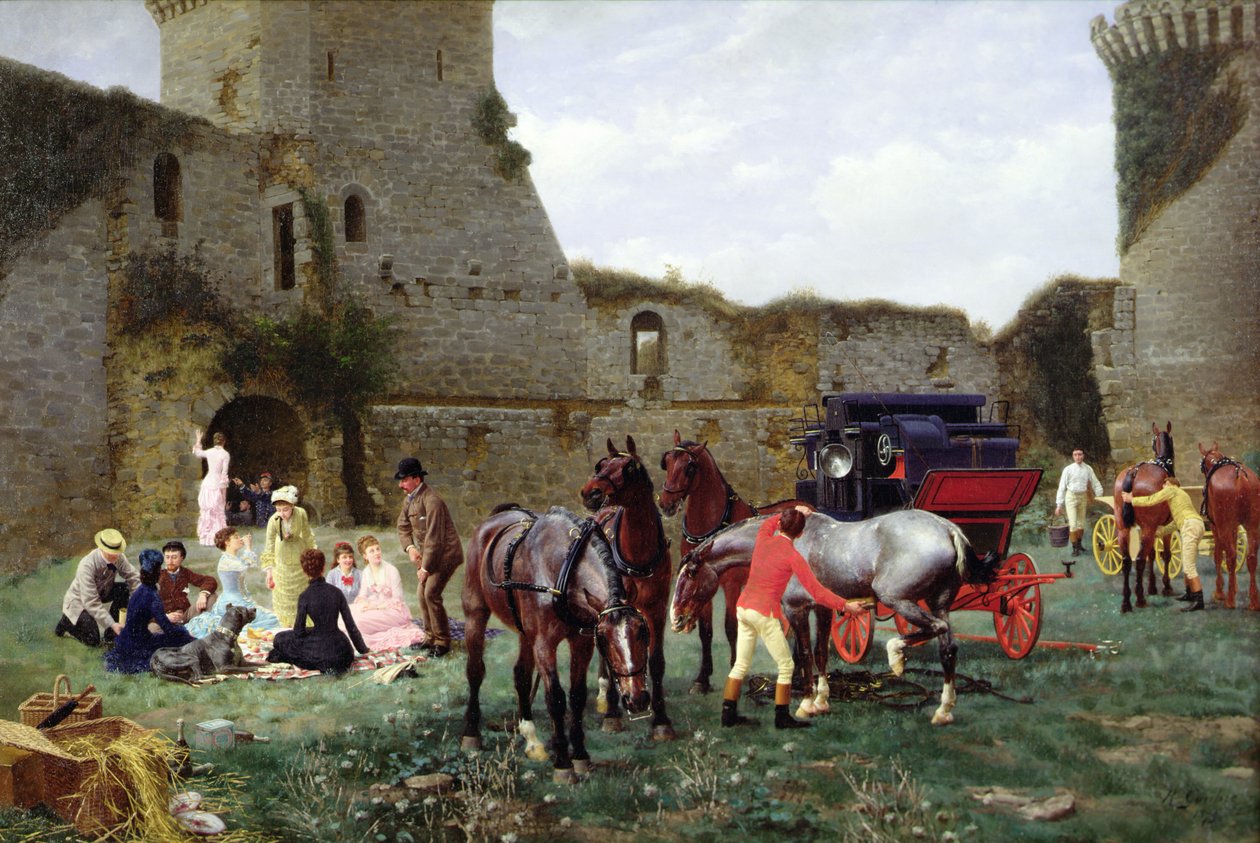 Almoço nas ruínas de Hunaudaye de Jean Richard Goubie
