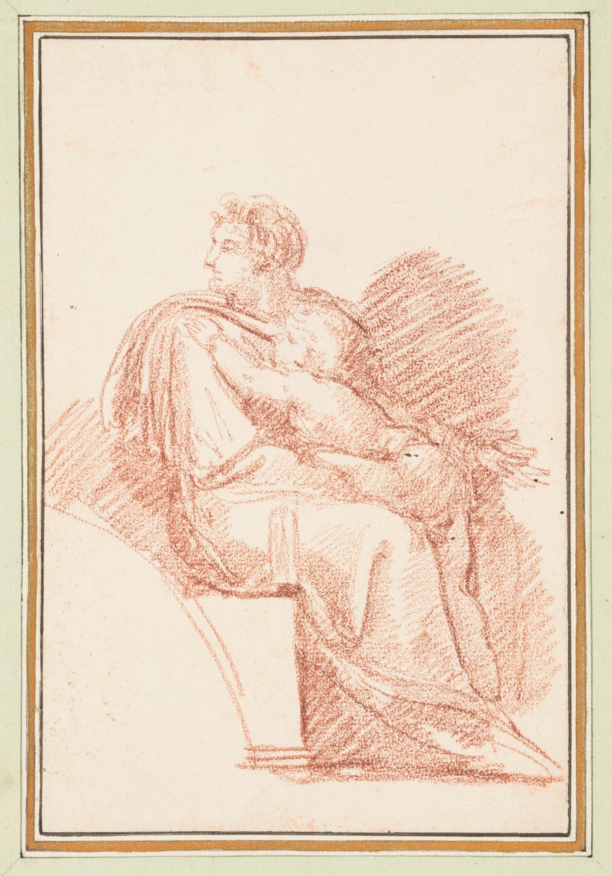 Josias com Jeconias em seus braços, ancestrais de Cristo do teto da Capela Sistina por Michelangelo de Jean Robert Ango