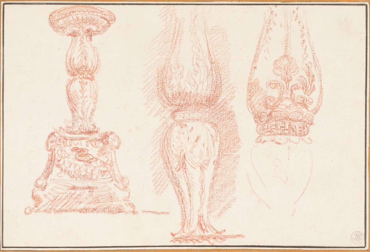 Estudo de balaústres e candelabros de Jean Robert Ango