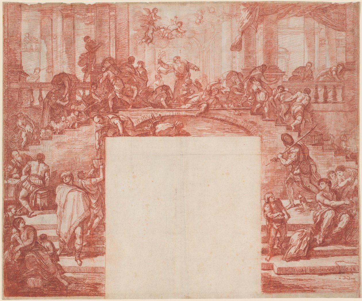 Cristo Purificando o Templo (depois de Luca Giordano) de Jean Robert Ango after Luca Giordano