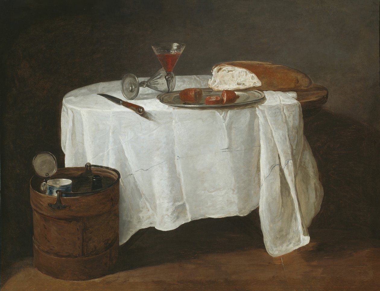 A Toalha de Mesa Branca, 173132. de Jean Baptiste Simeon Chardin