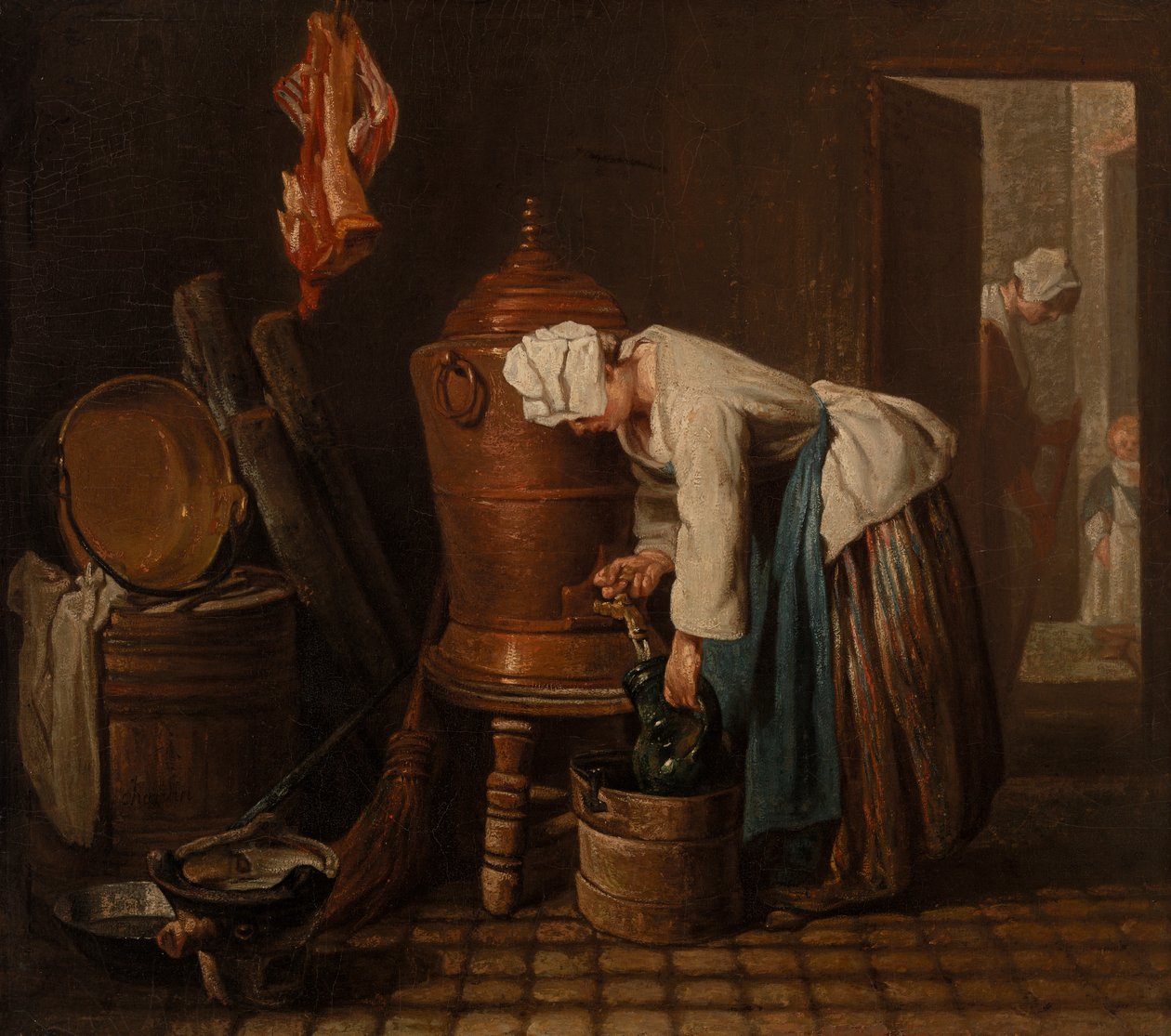 Mulher a tirar água de uma urna de água (A Urna de Água) de Jean Baptiste Simeon Chardin