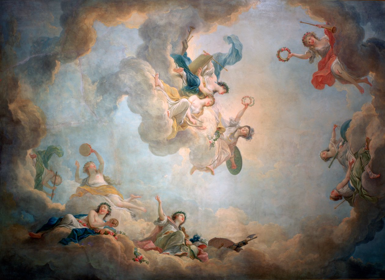 Teto da sala de jogos de Marie Antoinettes, Chateau de Fontainebleau, c1763-1811. de Jean Simon Berthelemy