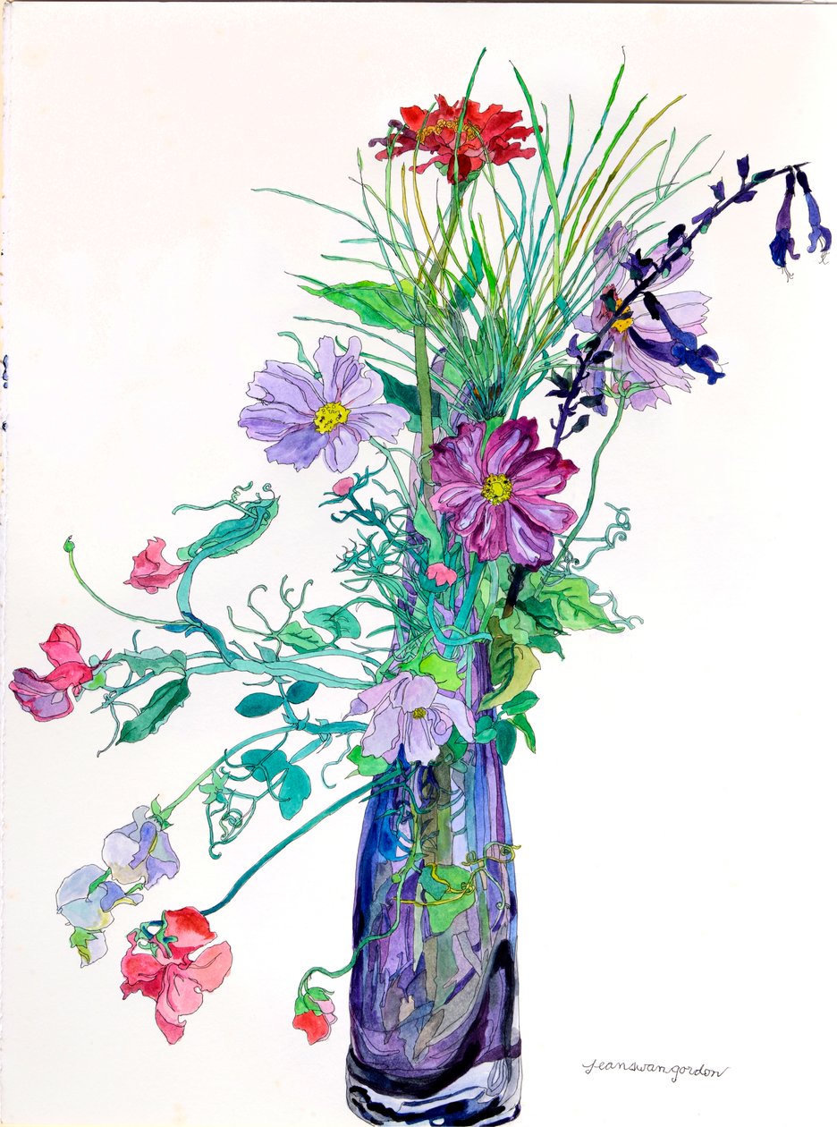 Jerrys vase, 2010 (aguarela e tinta sobre papel) de Jean Swan Gordon