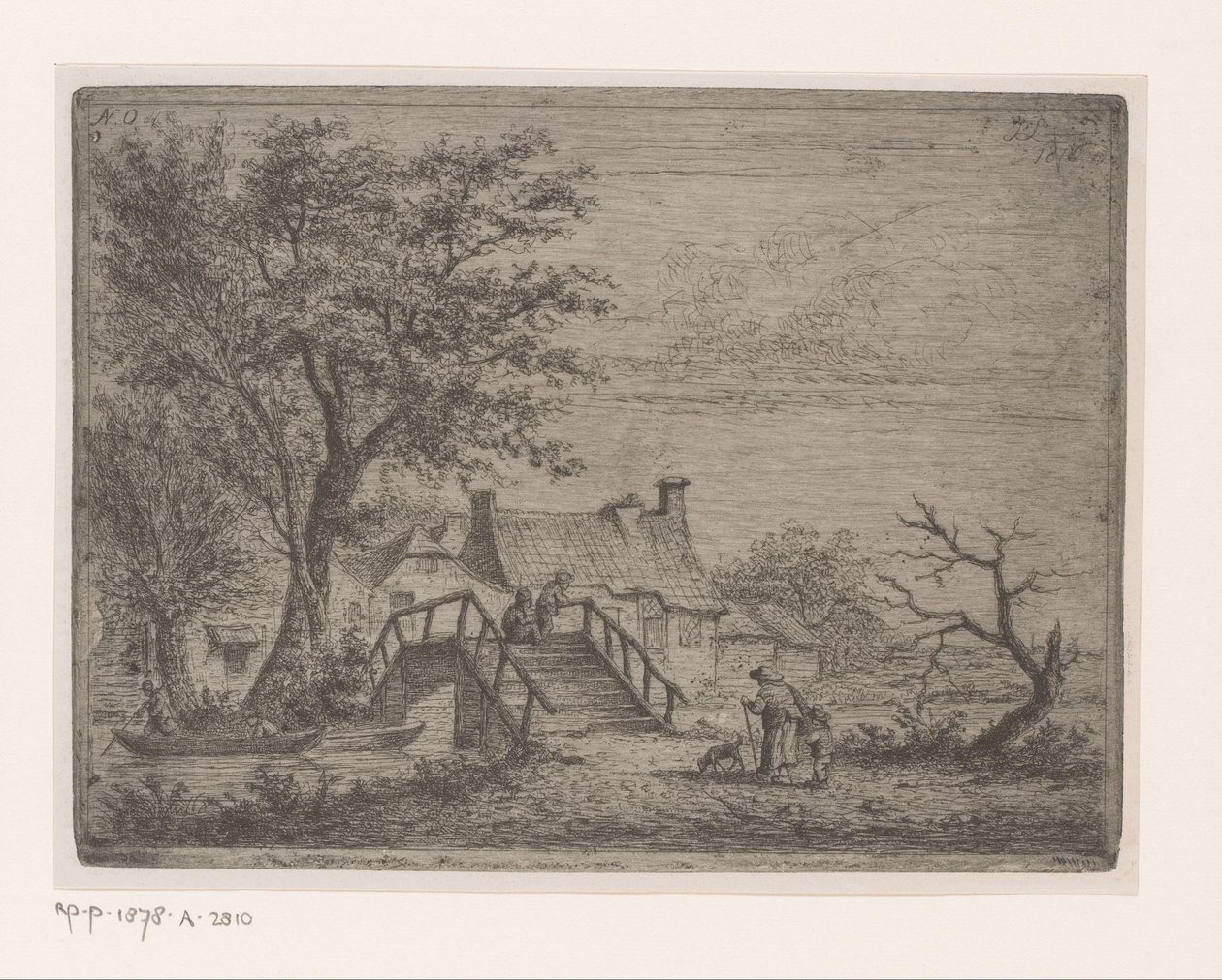 Paisagem com ponte de madeira sobre um rio de Jean Théodore Joseph Linnig