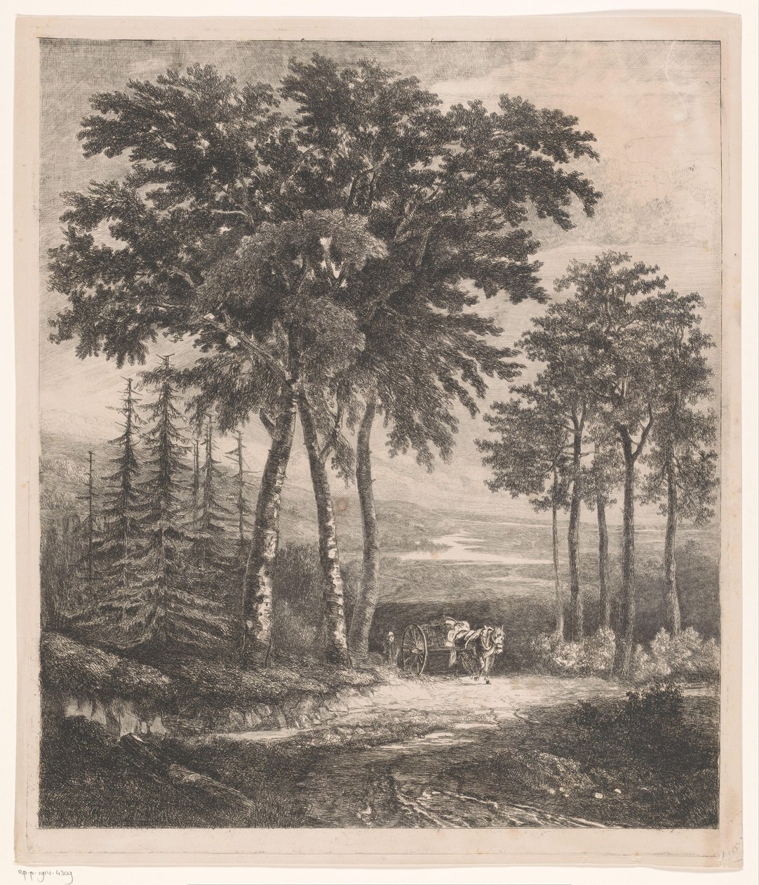 Paisagem com carroça de cavalos de Jean Théodore Joseph Linnig