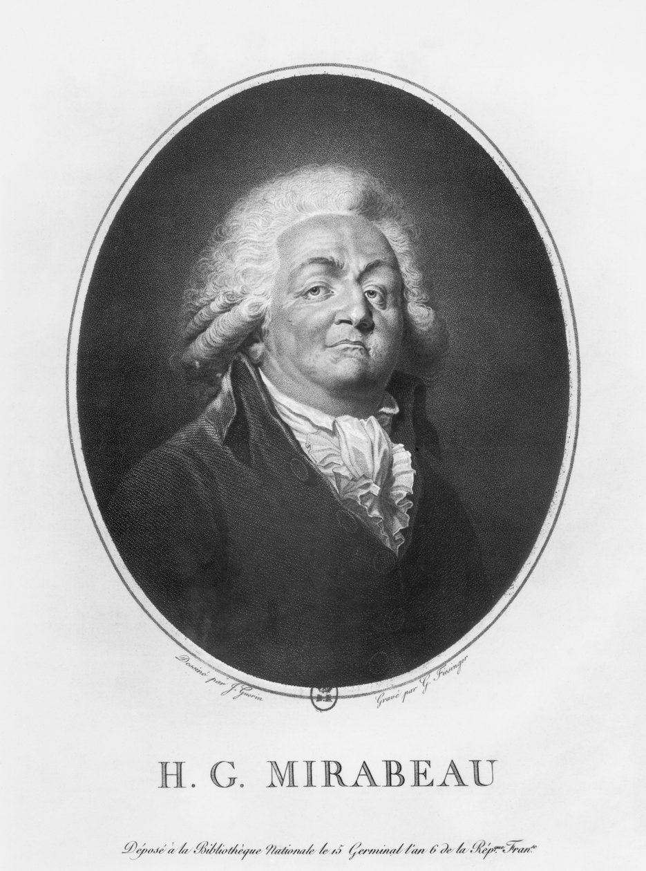 Honore Gabriel Riqueti, Conde de Mirabeau, gravado por Frantz Gabriel Fiesinger (1723-1807) 1797 (lito) (foto bw) de Jean Urbain Guerin