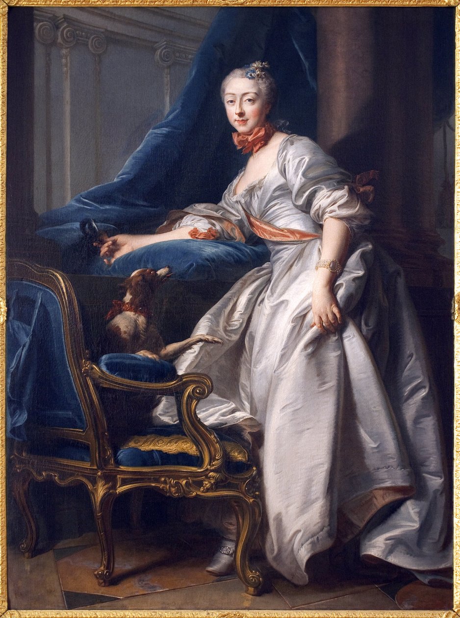 Retrato de Marie Anne de Montboisier Beaufort Canillac, Marquise de Caumont. Pintura por Jean Valade (1709-1787), Oil On Canvas de Jean Valade