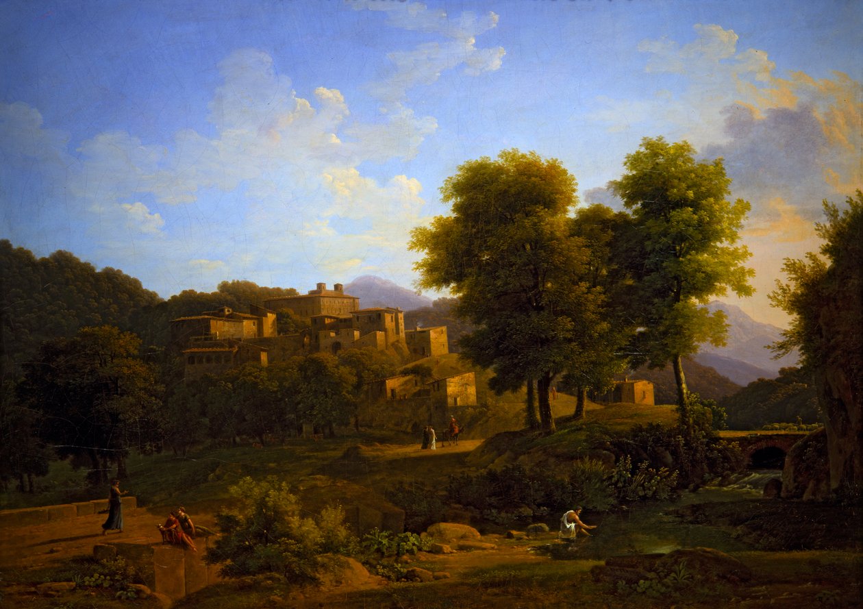 Vista de uma cidade nas colinas de Sabine de Jean Victor Bertin