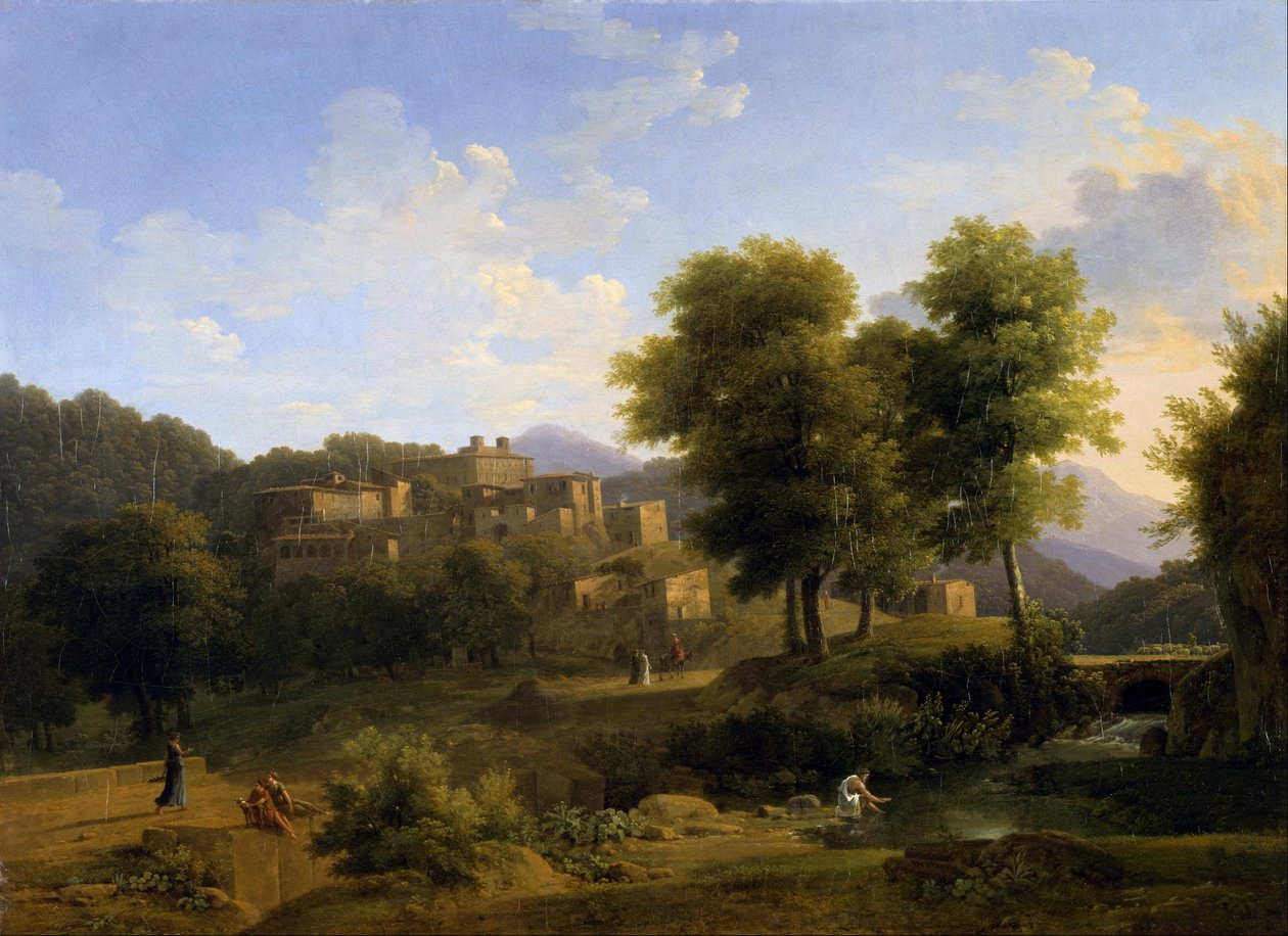 Vista de uma cidade nas colinas de Sabine de Jean Victor Bertin