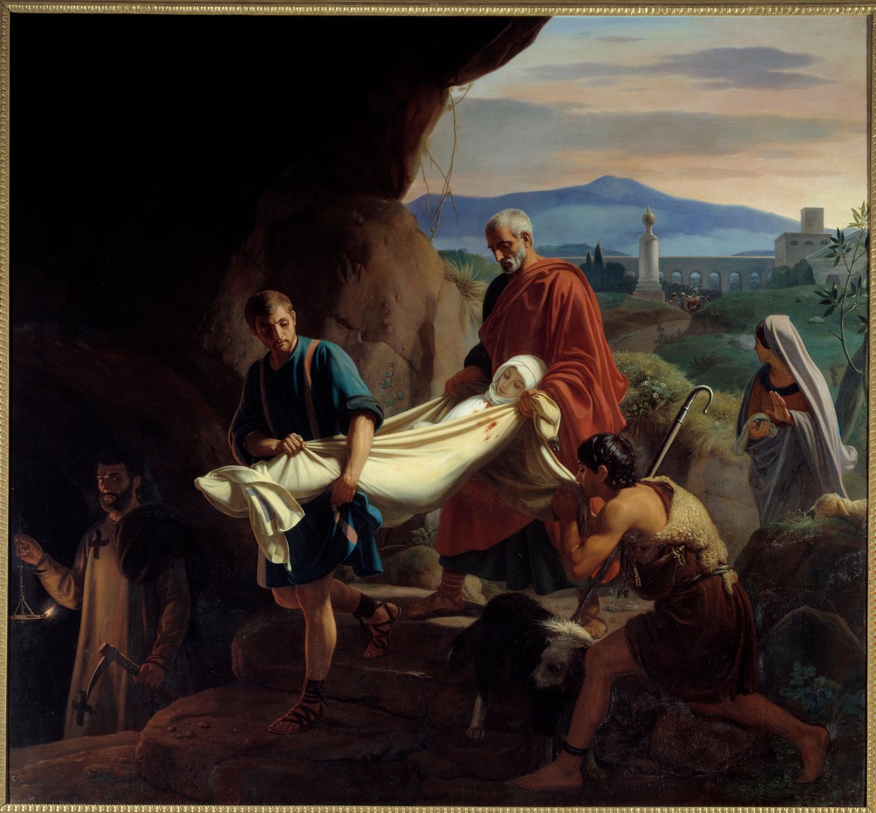 Funeral de uma jovem cristã nas catacumbas de Roma, no momento da perseguição. Pintura de Victor Schnetz (1787 - 1870) de Jean Victor Schnetz