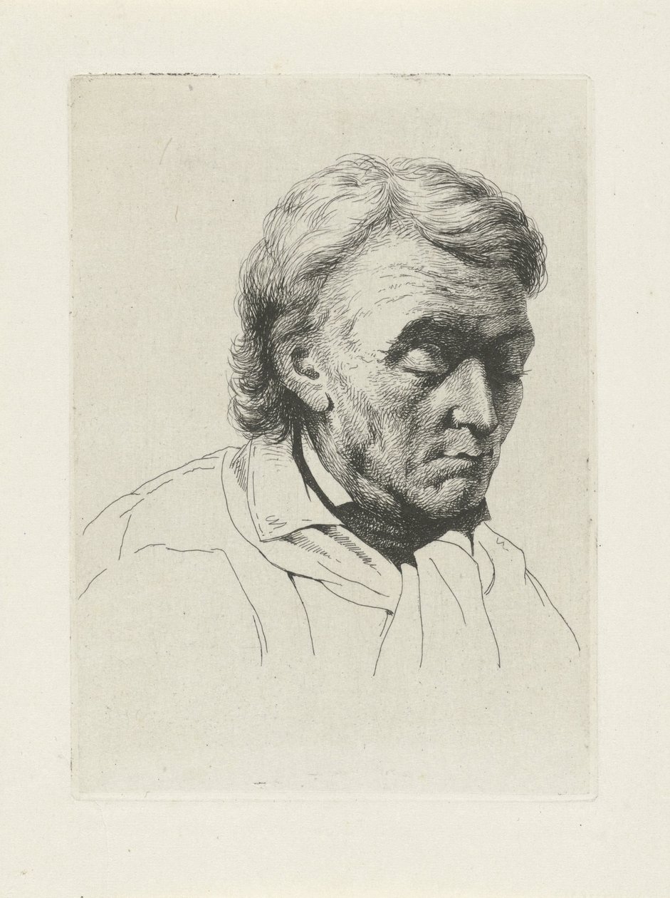 Retrato de um homem velho de olhos fechados de Jean Zacherie Mazel