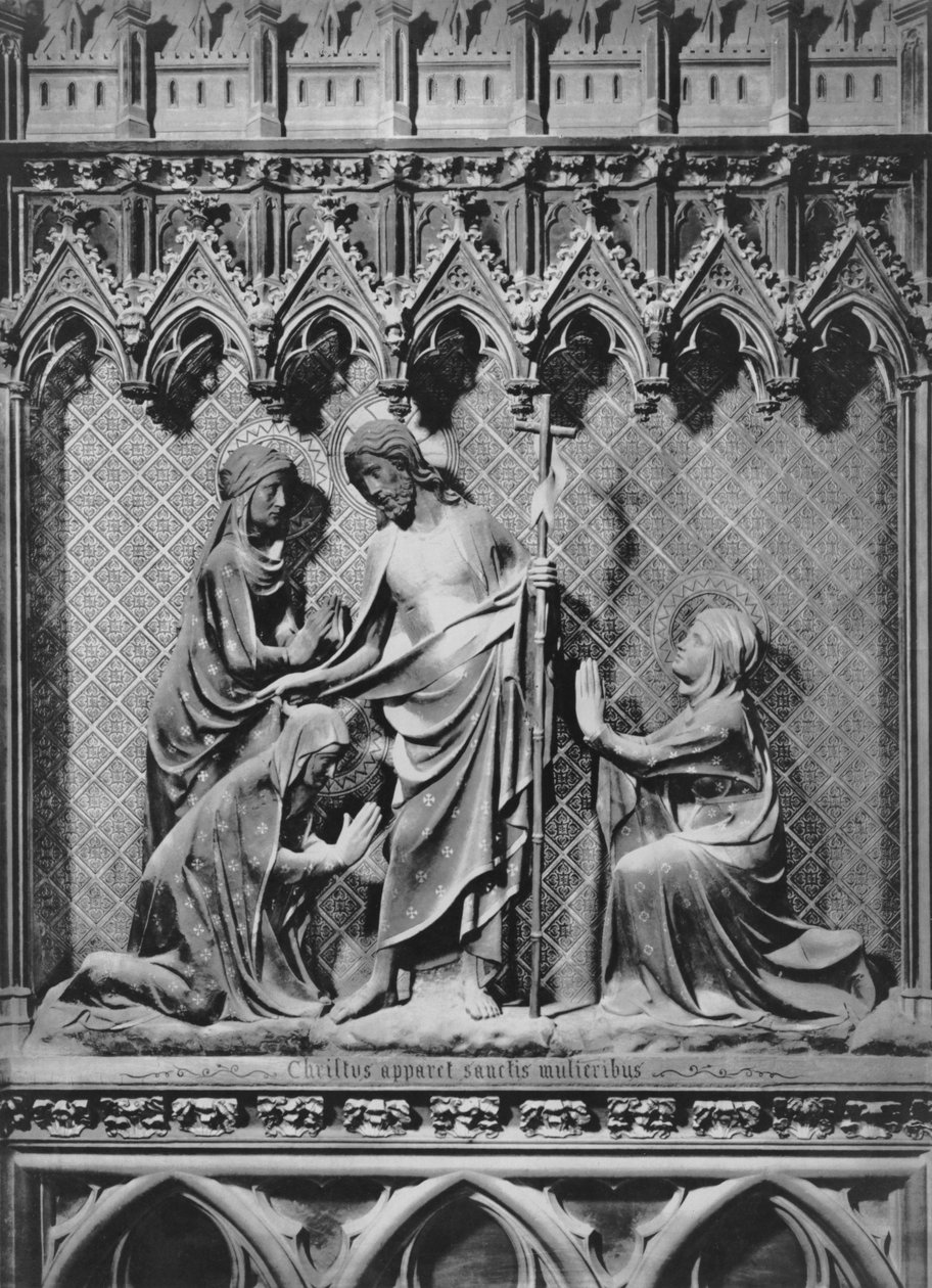 Catedral, interior, tela de coral, Jesus Cristo e as Mulheres Santas, c.1340-51 (pedra policromada) de Jean and Jean Le Boutellier Ravy
