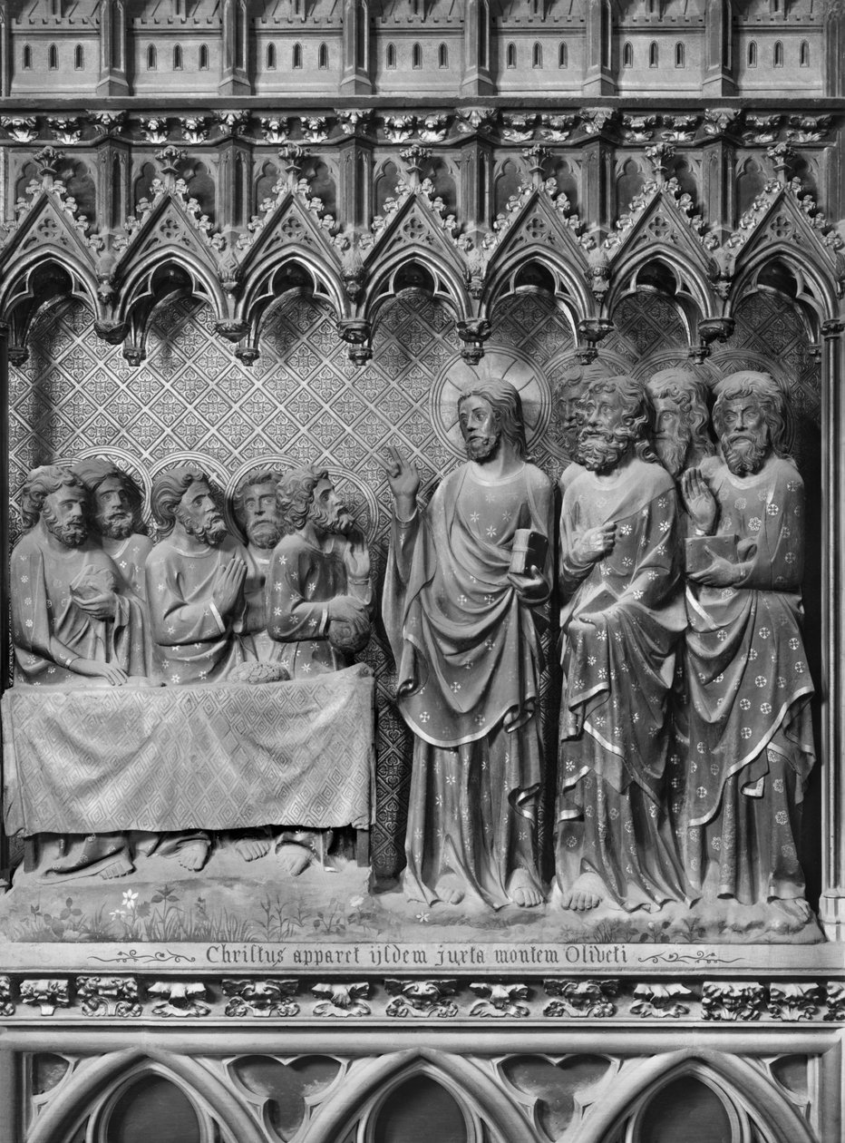 Catedral, interior, tela de coro, Jesus Cristo aparecendo no Monte das Oliveiras, c.1340-51 (pedra policromada) de Jean and Jean Le Boutellier Ravy