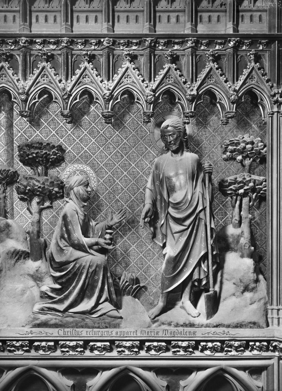 Catedral, interior, tela de coro, Jesus Cristo, aparecendo a Maria Madalena, c.1340-51 (pedra policromada) de Jean and Jean Le Boutellier Ravy