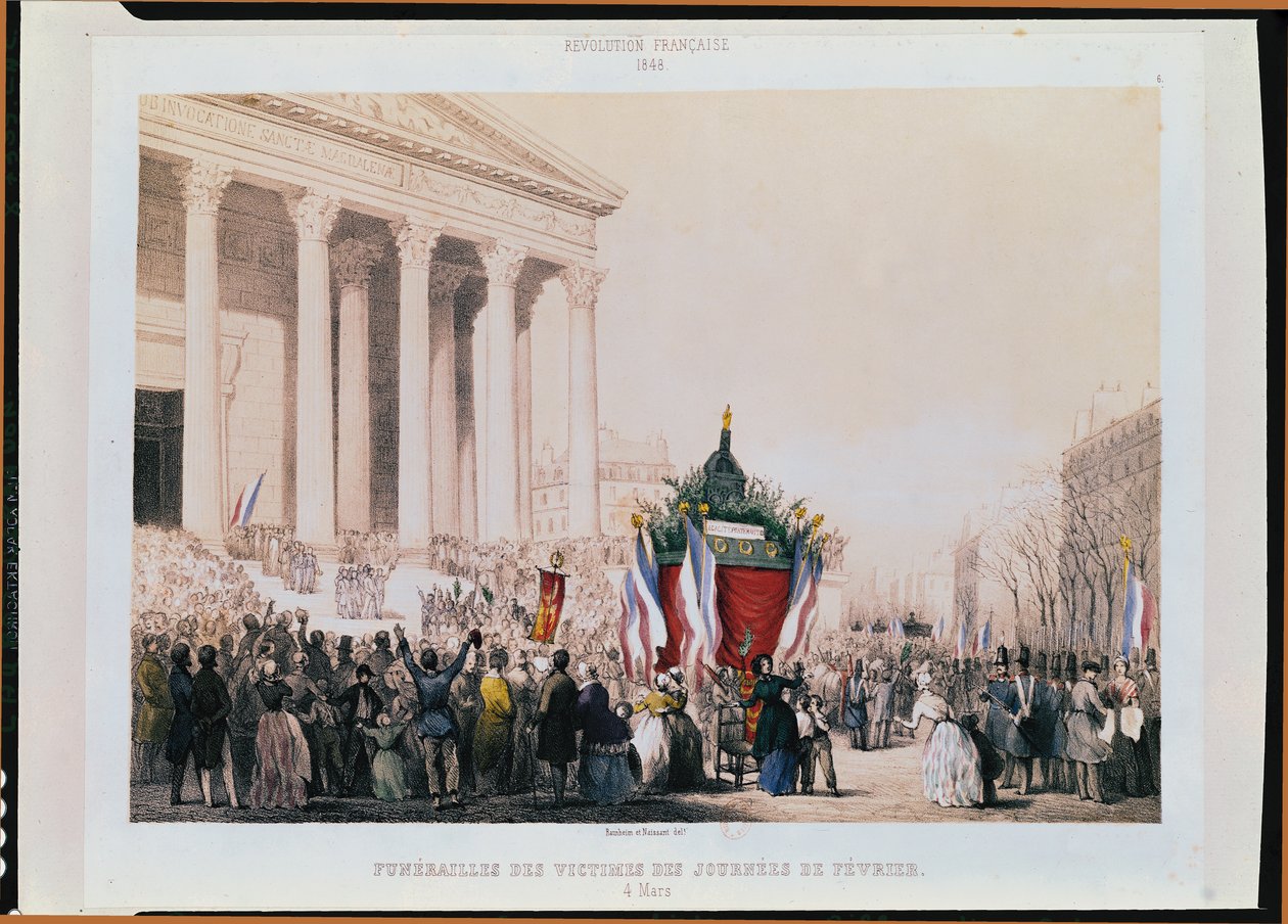 Funeral das vítimas dos motins de fevereiro de 1848 na Igreja de La Madeleine, 4 de março de 1848 de Jean and Raunheim, Hermann Naissant