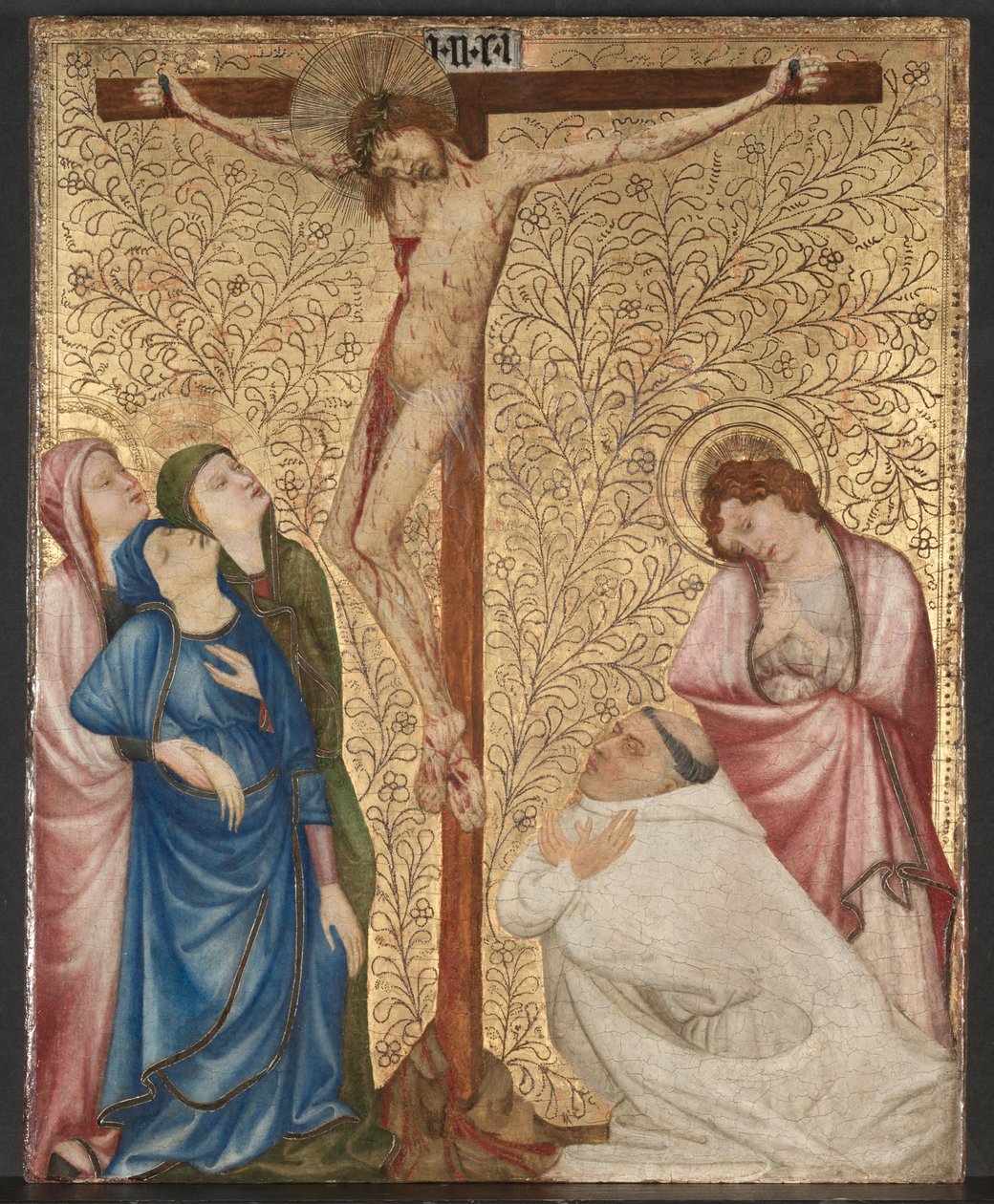 Calvário com um monge cartuxo, c.1389-95 (óleo sobre painel de carvalho) de Jean de Beaumetz