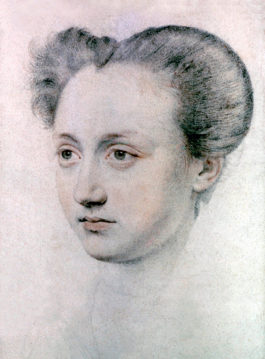 Marie Touchet (1549-1638) amante do rei francês Carlos IX, c.1570 (desenho) de Jean de Court