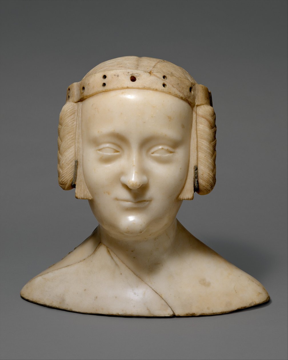 Tomb Effigy Bust of Marie de France, c.1381 (mármore com incrustações de chumbo) de Jean de Liege