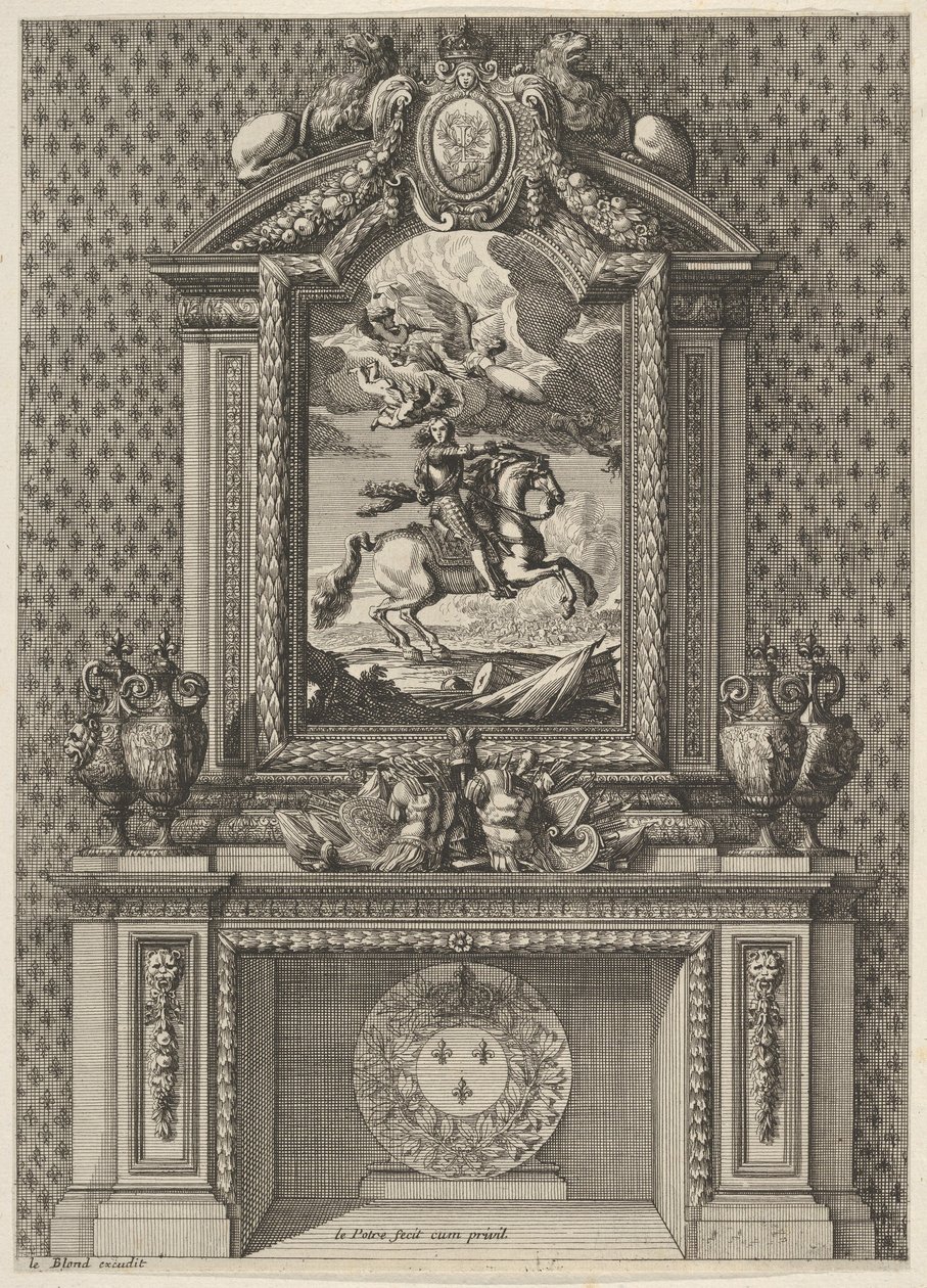 Chaminé com Pintura de Luís XIV sobre o Mantle, de 