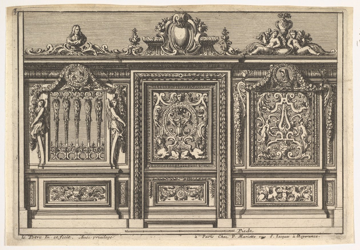 Design para um Ecrã Coral com duas variantes, de: Clôtures de chapelles, século XVII. de Jean le Pautre