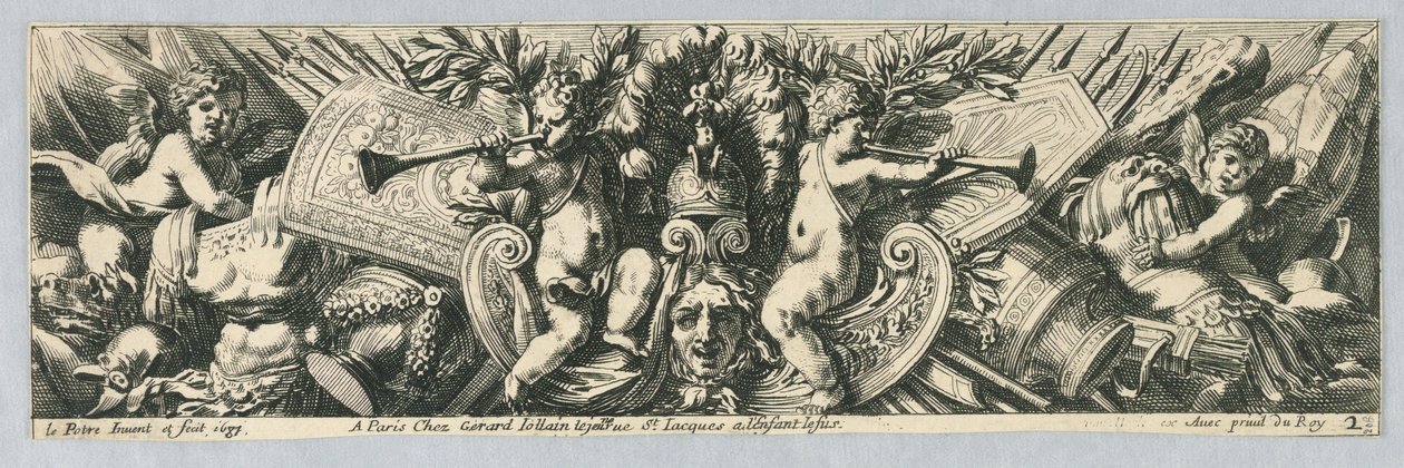Frisos: Troféus de Armas e Putti de Jean le Pautre