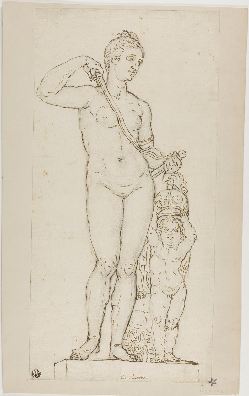 Escultura de Vénus e Cupido, com a armadura de Marte de Jean le Pautre