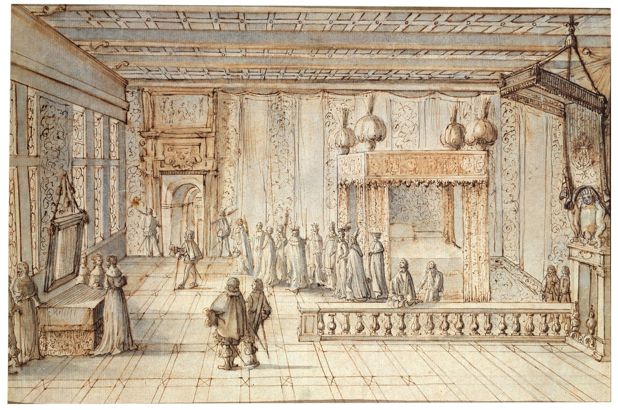 "A Câmara do Rei Luís XIV em Versalhes", 1654 de Jean le Pautre