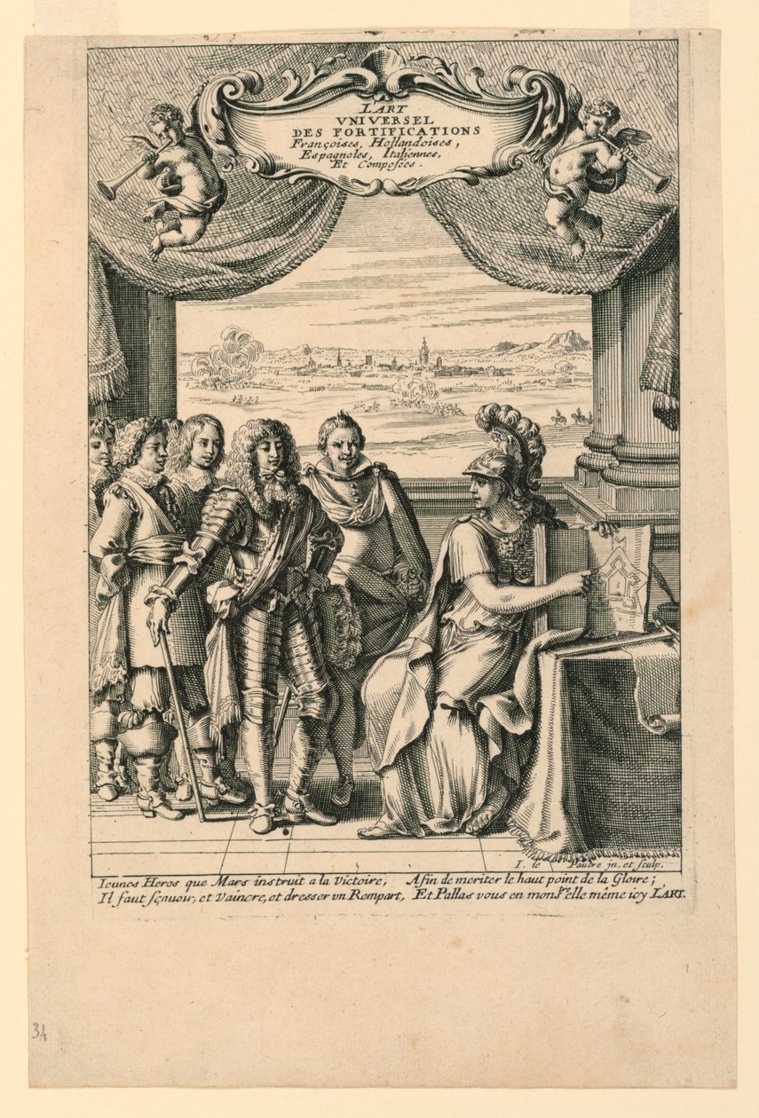 Página de rosto, de "A arte universal das fortificações francesas, holandesas, espanholas, italianas e compostas" de Jean le Pautre