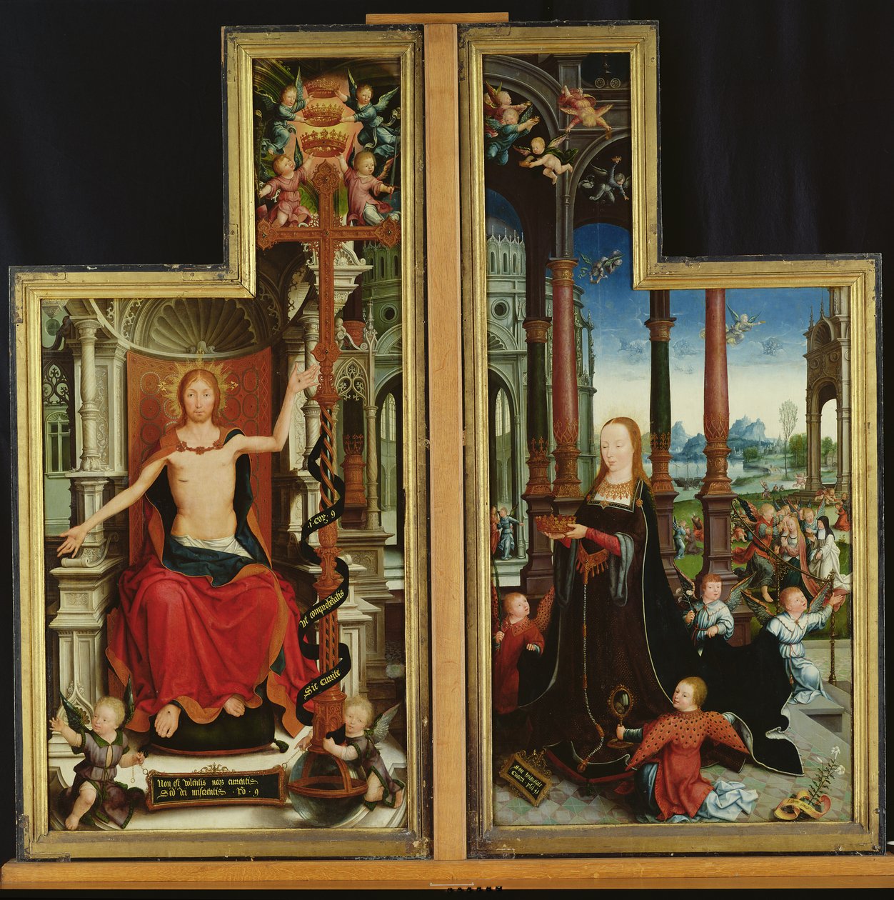Polyptych da Glorificação da Santíssima Trindade, painéis representando Cristo Enthroned e a Virgem, 1509-15 de Jean the Elder Bellegambe