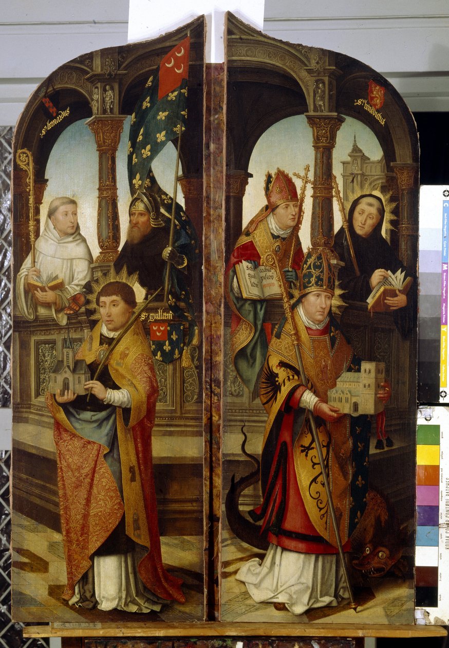 São Trudo e São Guilherme. São Trudo e São Guilherme. Dois Painéis laterais do Tríptico. Pintura por Jean (Jehan) Bellegambe (Belgamb, Belgand) (1470-1534), óleo sobre tela de Jean the Elder Bellegambe