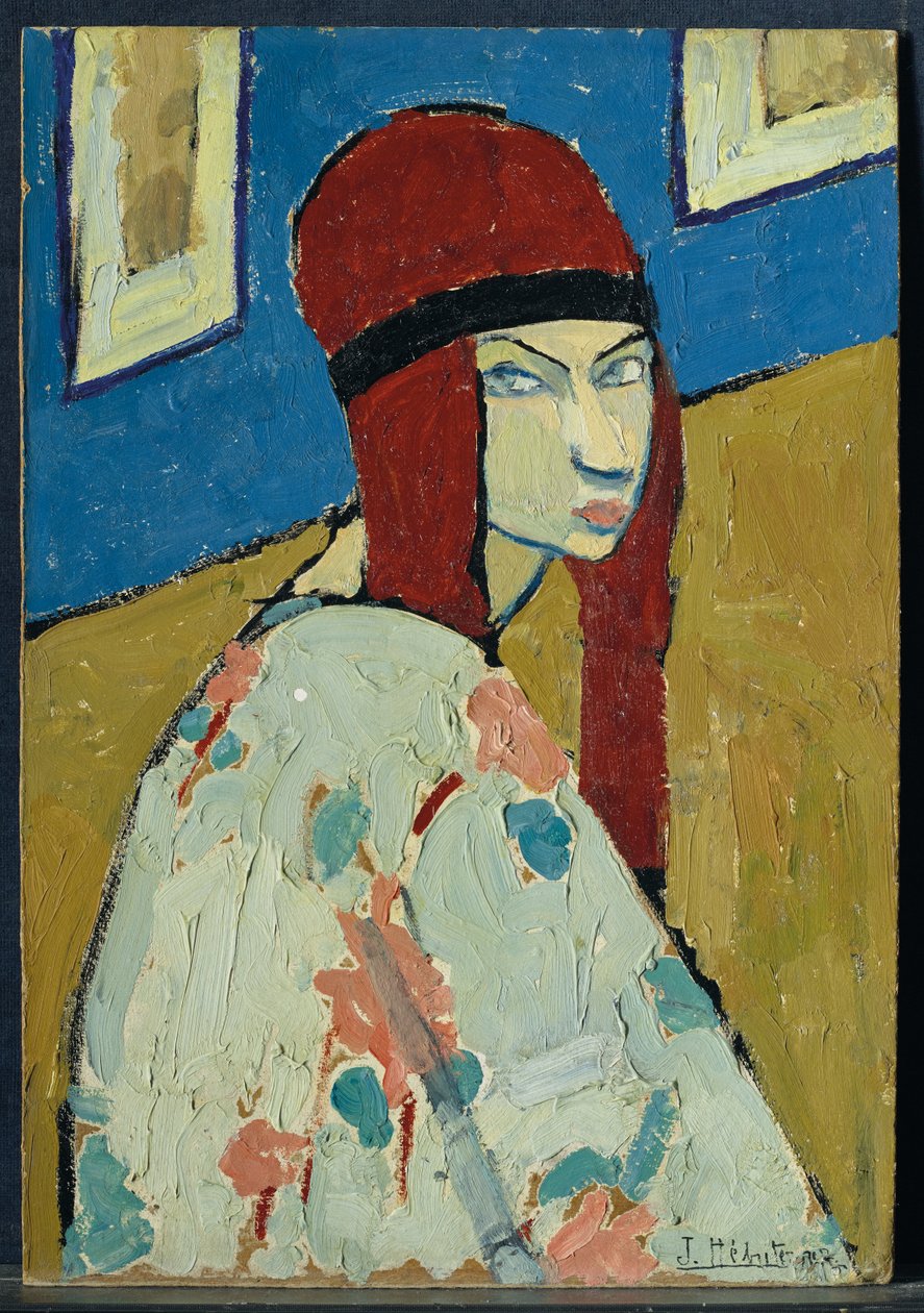 Auto-retrato, c.1917 (óleo sobre cartão) de Jeanne Hébuterne