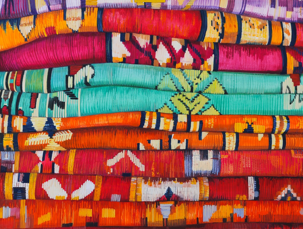Tecidos marroquinos 4, 2013 (guache sobre papel) de Jeanne Maze