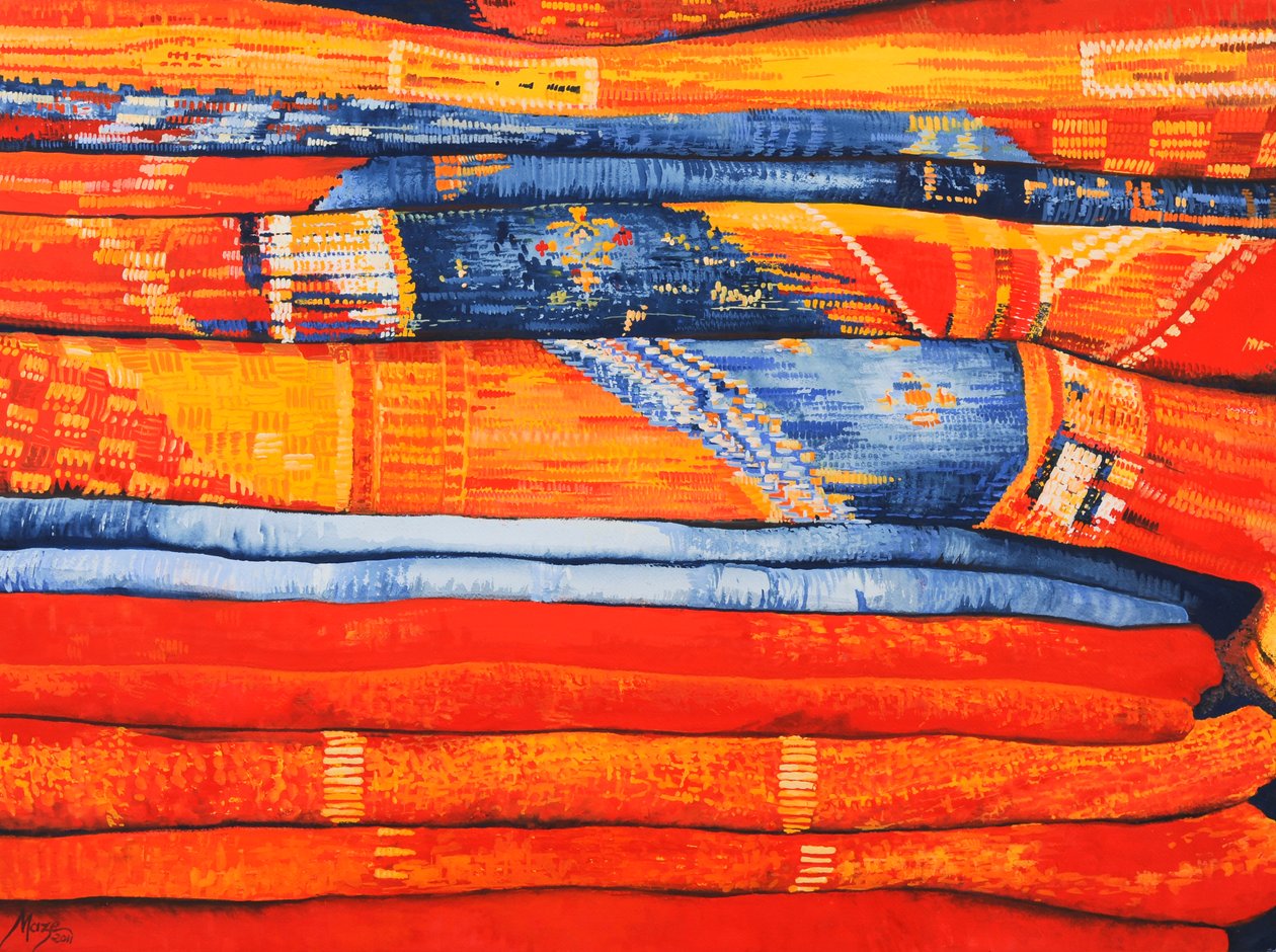 Tecidos marroquinos 6, 2013 (guache sobre papel) de Jeanne Maze