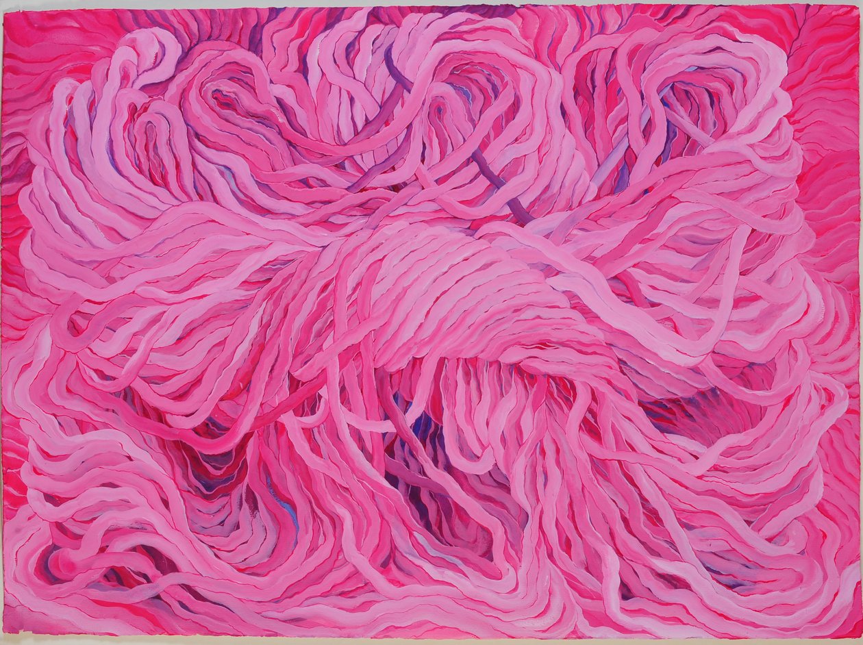 Lã cor-de-rosa, 2013 (guache sobre papel) de Jeanne Maze