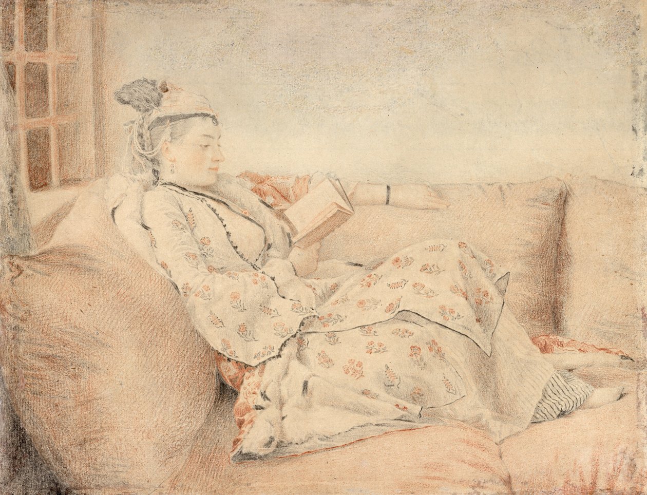 Senhora de vestido turco, lendo de Jean Étienne Liotard