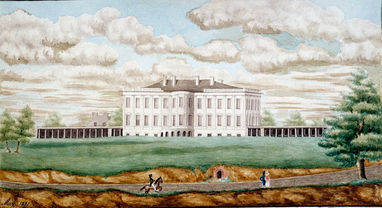 A Casa Branca em Washington Pintura de Jefferson Vail (1743-1826) 1821 Blerancourt, Musee Franco Americano de Jefferson Vail