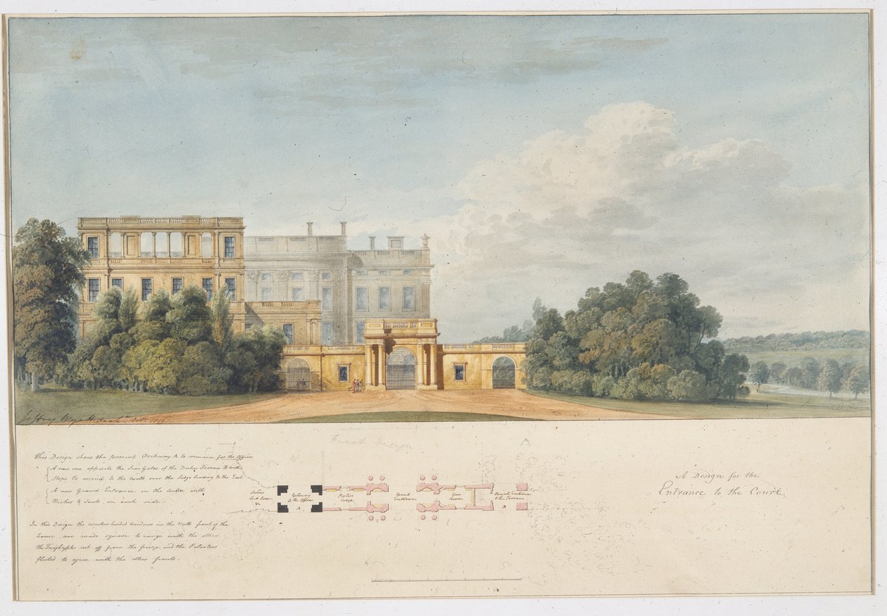 Um desenho para a entrada no Tribunal, Chatsworth de Jeffry Wyatville