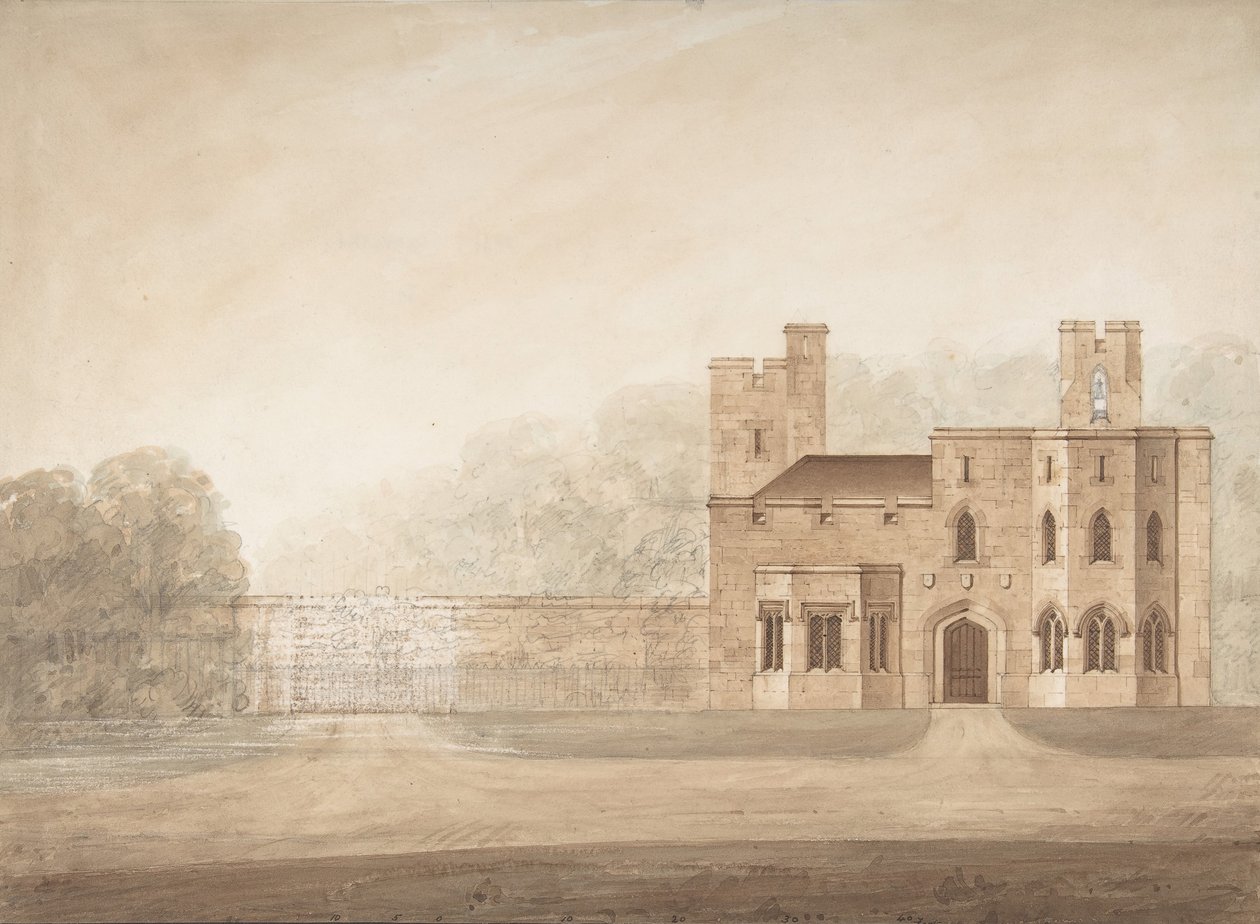 Projeto para o Bishopsgate Lodge, no Castelo de Windsor, Berkshire, ca. 1820-30. de Jeffry Wyatville