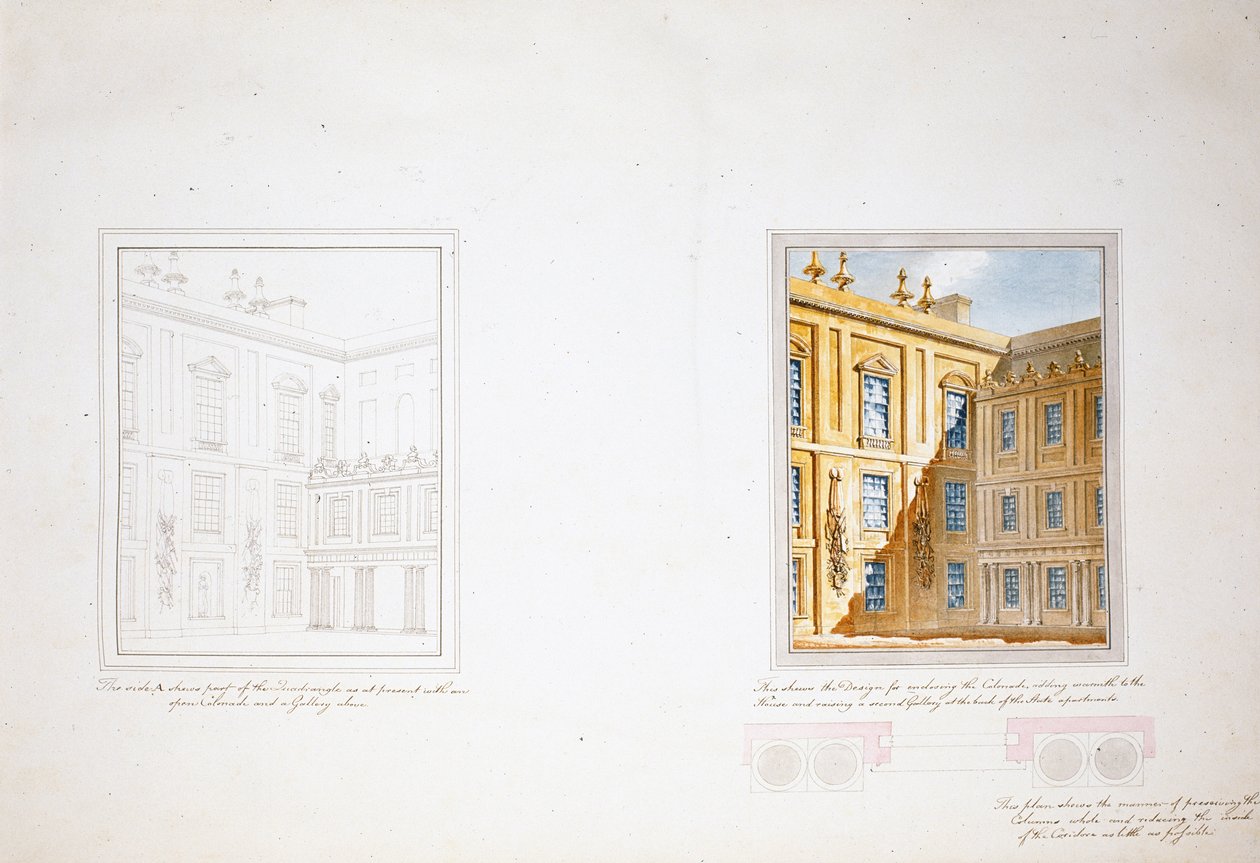 Design para o Tribunal Interno, Chatsworth (aguarela sobre papel) de Jeffry Wyatville